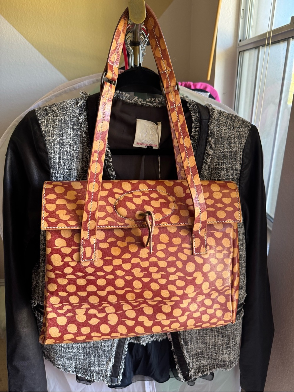 Paul Smith Orange and Yellow Patterned Tote Bag leather. Unique and beautiful.